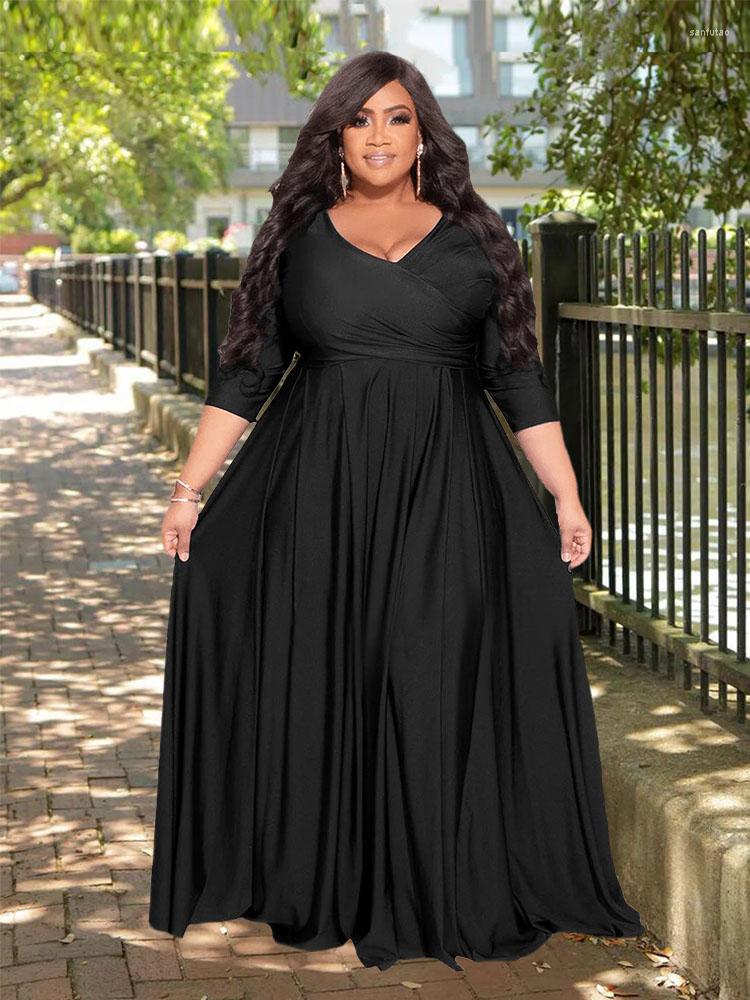 Plus Size Dresses Evening Turkey Solid Color Pleated Maxi Dress Deep V Sexy Wedding Women Wholesale Bulk Drop, Black
Plus Size Dresses Evening Turkey Solid Color Pleated Maxi Dress Deep V Sexy Wedding Women Wholesale Bulk Drop, Black