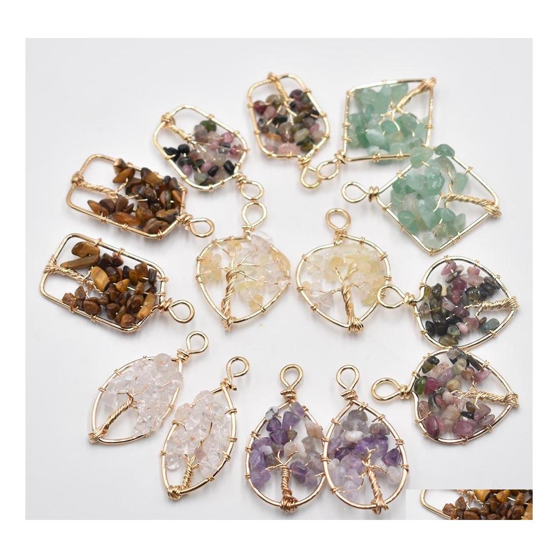 Charms Natural Crystal Stone Beads Wire Wrapped For Jewelry Making Tree Of Life Chakra Reiki Healing Amethyst Green Aventurine Sport Dhb17
Charms Natural Crystal Stone Beads Wire Wrapped For Jewelry Making Tree Of Life Chakra Reiki Healing Amethyst Green Aventurine Sport Dhb17