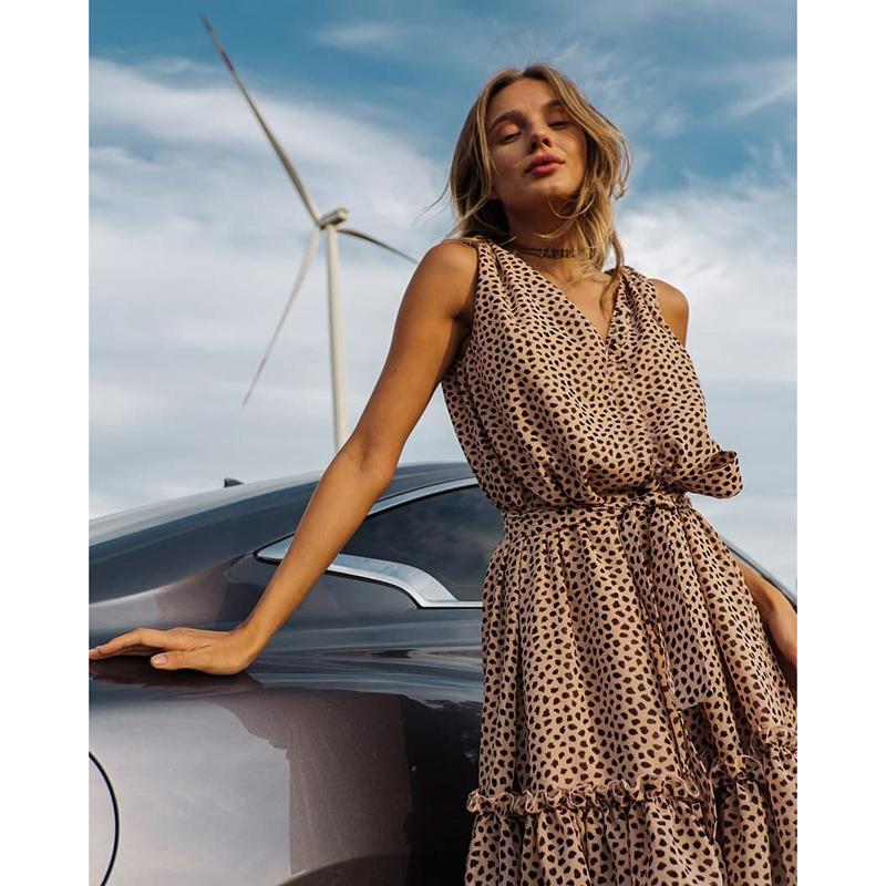 Casual Dresses Summer Fashion Women Sleeveless Ruffle Bandage Pleated Polka Dot Sundress Vestidos DressCasual, Beige
Casual Dresses Summer Fashion Women Sleeveless Ruffle Bandage Pleated Polka Dot Sundress Vestidos DressCasual, Beige