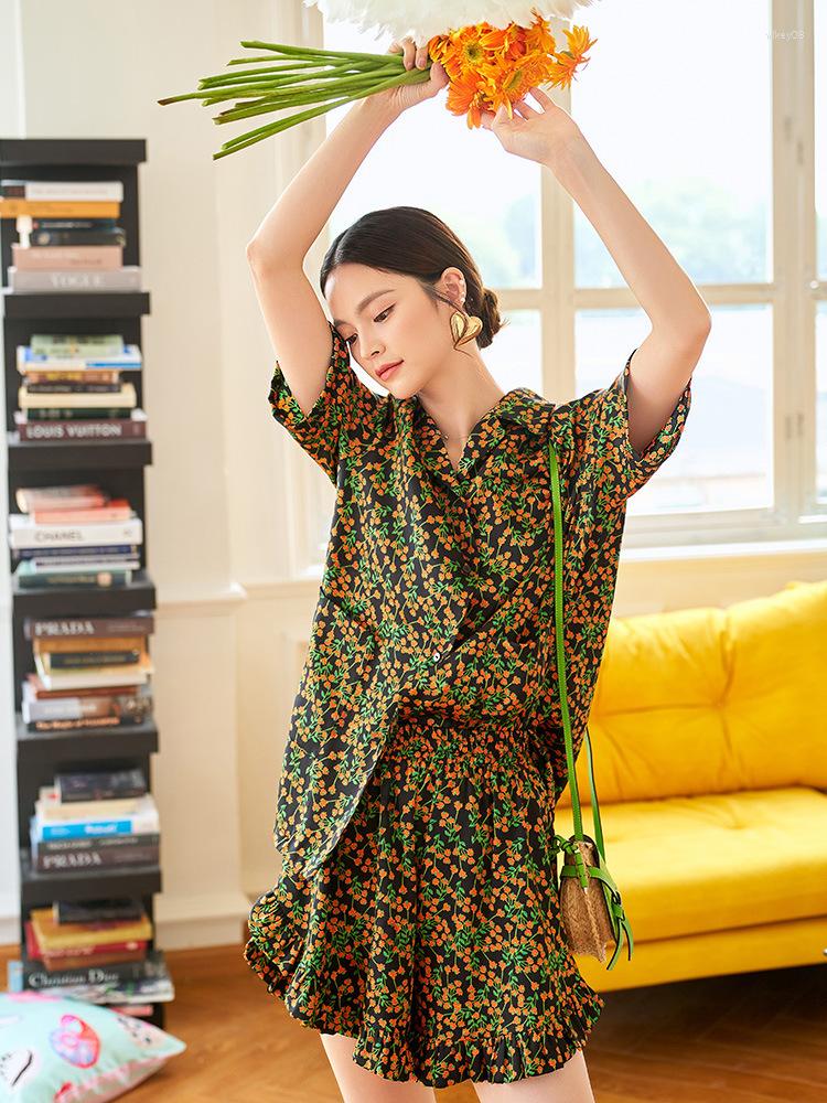 Women's Sleepwear 2PCS Print Lady Pajamas Sets Ruffles Shorts Pyjamas Suit Loose Short Sleeve Shirt Nightwear Summer Underwear Home Wear, Color 1
Women's Sleepwear 2PCS Print Lady Pajamas Sets Ruffles Shorts Pyjamas Suit Loose Short Sleeve Shirt Nightwear Summer Underwear Home Wear, Color 1