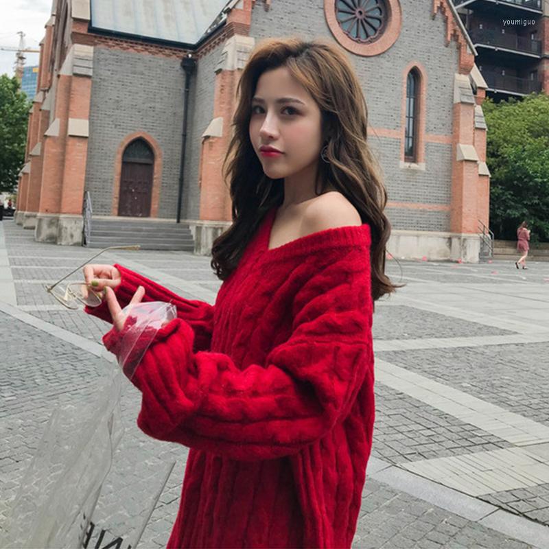 Women's Sweaters Autumn Winter Lady Elegant V Neck Loose Casual Sweater Christmas Solid Red Women Long Pullover Korean Knitted Street Top
Women's Sweaters Autumn Winter Lady Elegant V Neck Loose Casual Sweater Christmas Solid Red Women Long Pullover Korean Knitted Street Top
