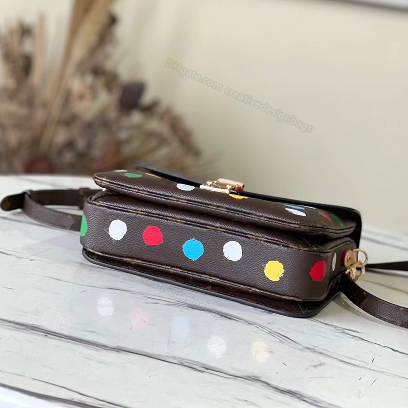 9A Shoulder Bags Messenger Bag Pochette Polka Dot Metis Hard Case Lock Canvas Leather Handbag Embossed Silk Screen Crossbody 25cm L298