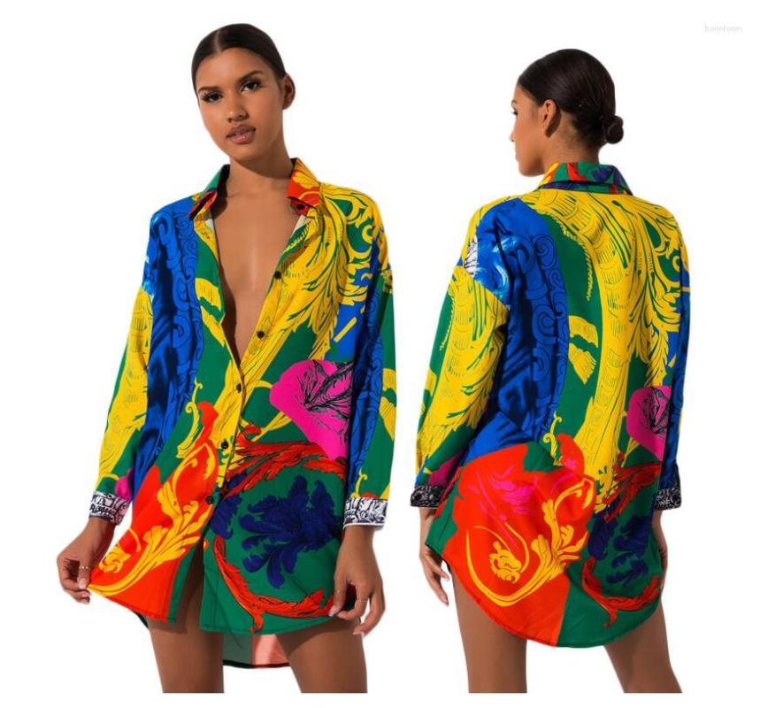 Women' Blouses Fashion Women Shirt Dress Long Sleeve Vestidos Designer Dresses Colorful Painted One Piece Wholesale Clothing, Multi
Women' Blouses Fashion Women Shirt Dress Long Sleeve Vestidos Designer Dresses Colorful Painted One Piece Wholesale Clothing, Multi