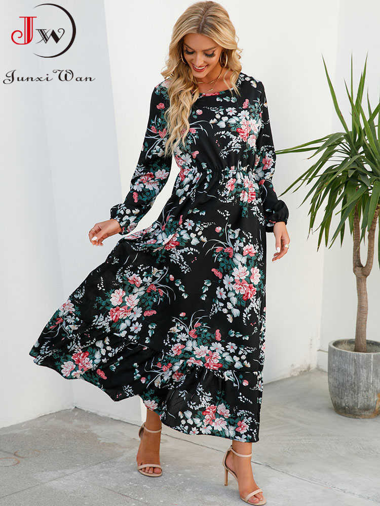 Casual Dresses Floral Print Long Dress Women Lantern Long Sleeve High Waist Elegant Party Dress Ladies Casual Spring Summer Beach Maxi Dress Z0216, 014 
Casual Dresses Floral Print Long Dress Women Lantern Long Sleeve High Waist Elegant Party Dress Ladies Casual Spring Summer Beach Maxi Dress Z0216, 014