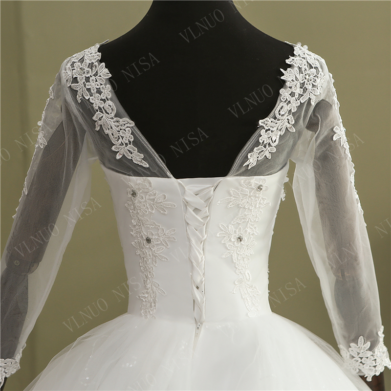 Party Dresses Fashion Elegant Lace Embroidery Long Sleeve Wedding Dress with Train Real Image Gown V Neck Beautiful Plus Size Vestido De Noiva 230217