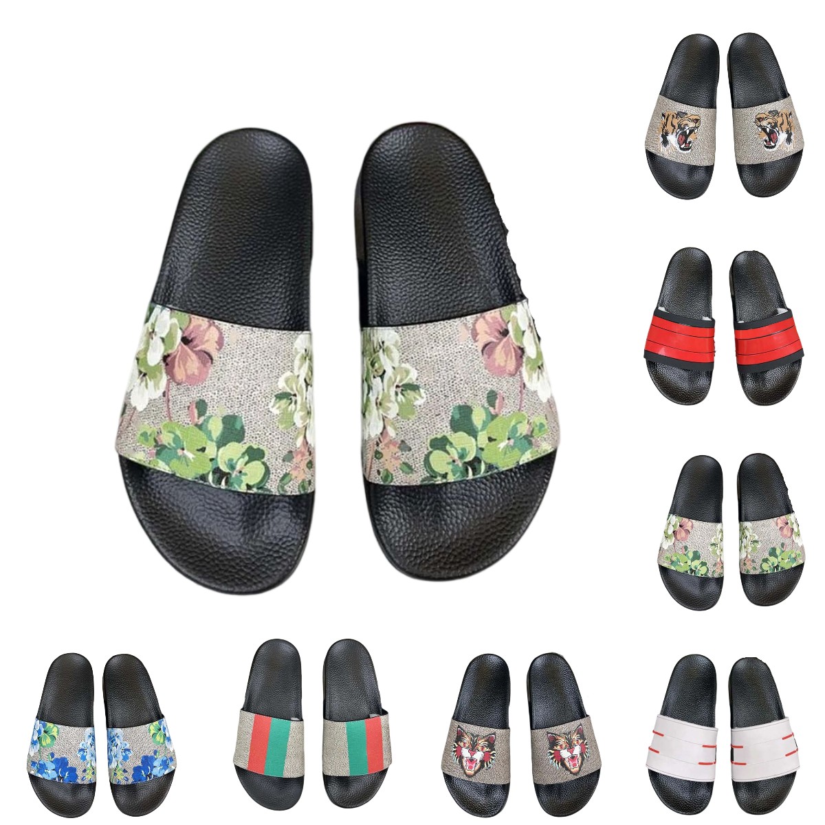 Designer Slippers beach sandals Slides Women Mens shoes Flat Flops flowers summer Rubber Sandal Blooms Red White Web Flower black floral size, Custom
Designer Slippers beach sandals Slides Women Mens shoes Flat Flops flowers summer Rubber Sandal Blooms Red White Web Flower black floral size, Custom