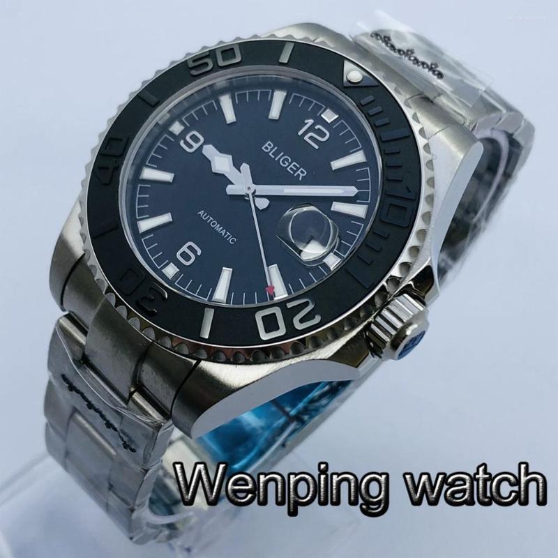 Wristwatches 43mm Top Mechanical Watch Silver Case Sapphire Glass Ceramic Bezel Black Dial Waterproof Luminous Automatic, No logo watch
Wristwatches 43mm Top Mechanical Watch Silver Case Sapphire Glass Ceramic Bezel Black Dial Waterproof Luminous Automatic, No logo watch