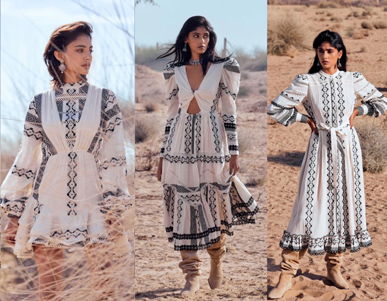 Runway Dress crew neck lantern Sleeve Geometric pattern embroidery mini dress, White
Runway Dress crew neck lantern Sleeve Geometric pattern embroidery mini dress, White