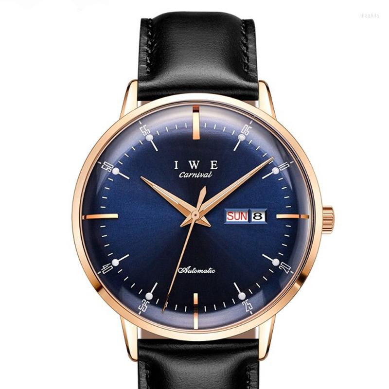 Wristwatches Carnival Men Watches Japan MIYOTA Automatic Mechanical Movement Watch Leather Sapphire Waterproof Clock C8898, Item 3