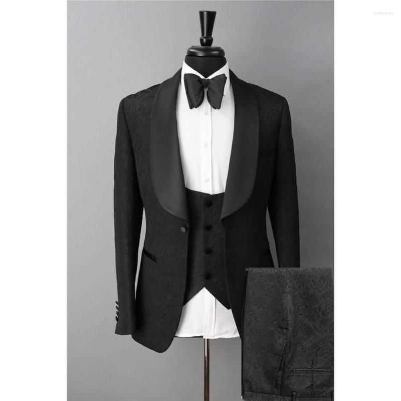 Men's Suits Men High Quality Shawl Lapel Man Pattern Black Groom Tuxedos Wedding/prom 3 Pieces ( Jacket Pants Vest Tie ) E65, Same the picture
Men's Suits Men High Quality Shawl Lapel Man Pattern Black Groom Tuxedos Wedding/prom 3 Pieces ( Jacket Pants Vest Tie ) E65, Same the picture