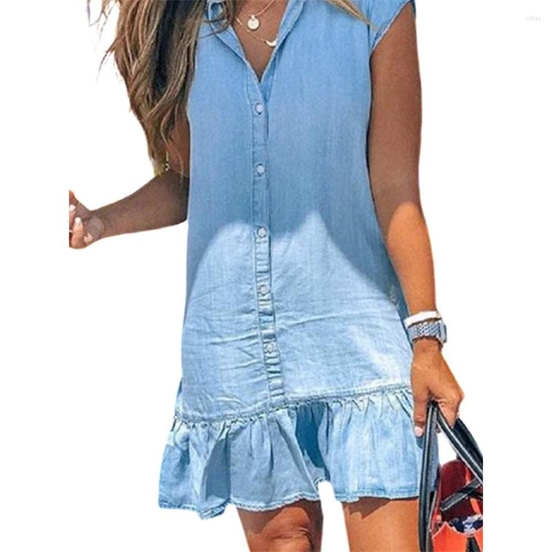 Casual Dresses Women Flounce A Line Summer Sleeveless Solid Color Button Down Ruffle Hem Short Dress Streetwear Vestidos, Deep blue
Casual Dresses Women Flounce A Line Summer Sleeveless Solid Color Button Down Ruffle Hem Short Dress Streetwear Vestidos, Deep blue