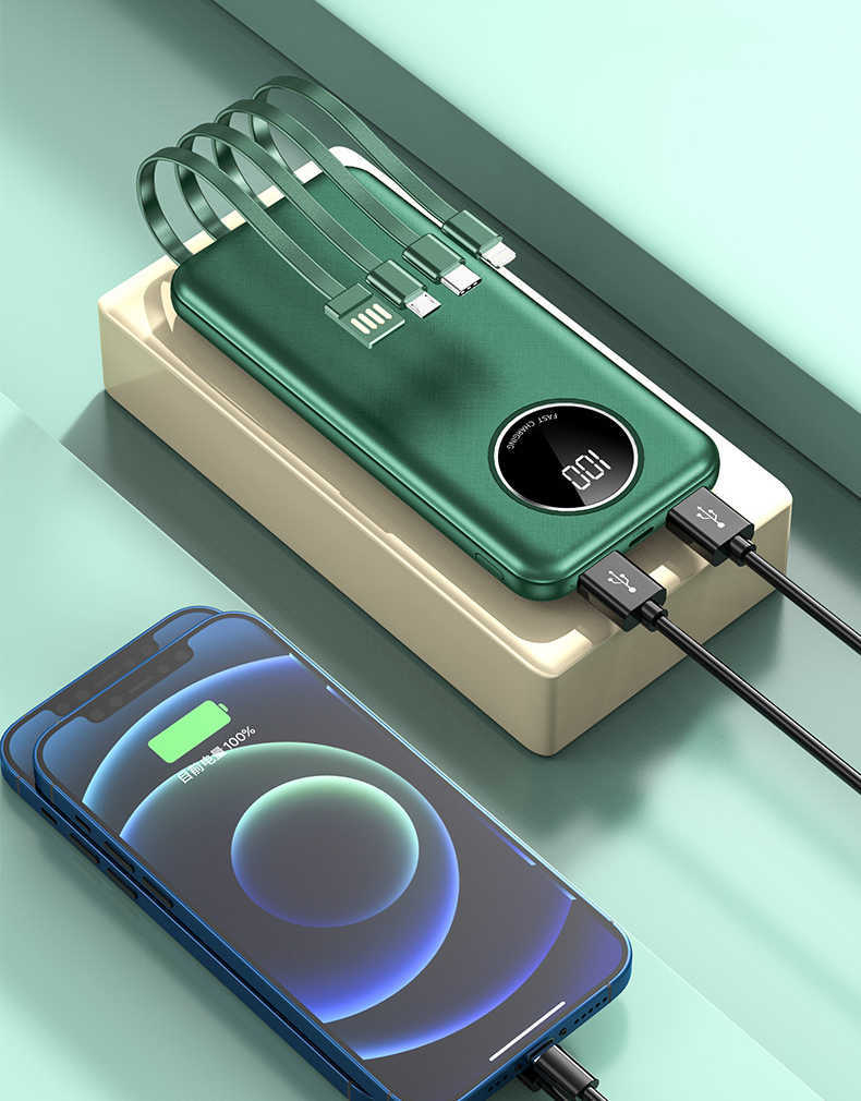 Cell Phone Banks 20000mAh Power Bank Built in Cable Portable Charger External Battery Pack For phone - view 4