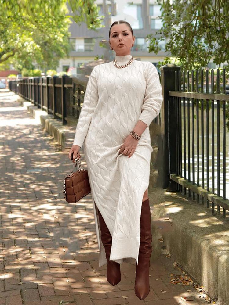 Plus Size Dresses White Knitted Dress Lady Long And Elegant Clothes Sweater For Women Thick Winter Wholesale Drop, Ivory
Plus Size Dresses White Knitted Dress Lady Long And Elegant Clothes Sweater For Women Thick Winter Wholesale Drop, Ivory