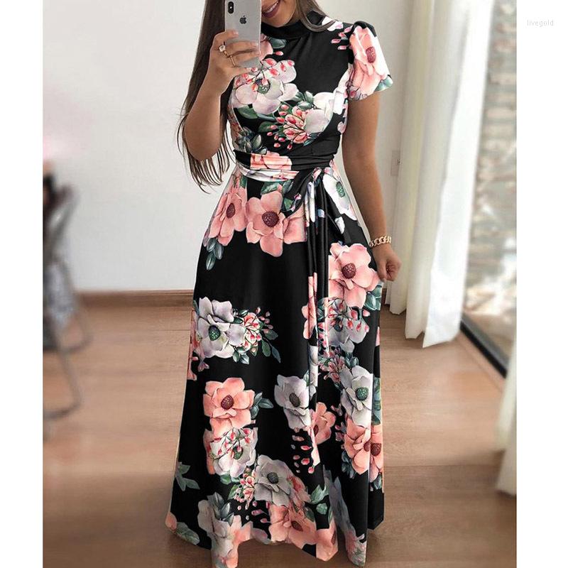 Party Dresses Women Summer Dress Casual Short Sleeve Long Boho Floral Print Maxi Turtleneck Bandage Elegant Vestidos, D001
Party Dresses Women Summer Dress Casual Short Sleeve Long Boho Floral Print Maxi Turtleneck Bandage Elegant Vestidos, D001