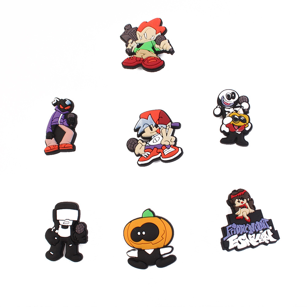 Friday night funkin Series Croc Charms Cartoon PVC Shoes Decorations for Clogs Sandals Wristband Accessories Kids Party Gifts whoesale 
Friday night funkin Series Croc Charms Cartoon PVC Shoes Decorations for Clogs Sandals Wristband Accessories Kids Party Gifts whoesale