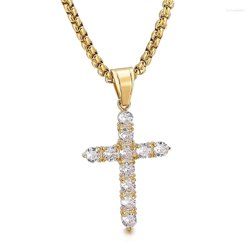 Pendant Necklaces Golden Zircon Cross Jesus God Bless Stainless Steel Rock Men's Necklace Jewelry
Pendant Necklaces Golden Zircon Cross Jesus God Bless Stainless Steel Rock Men's Necklace Jewelry