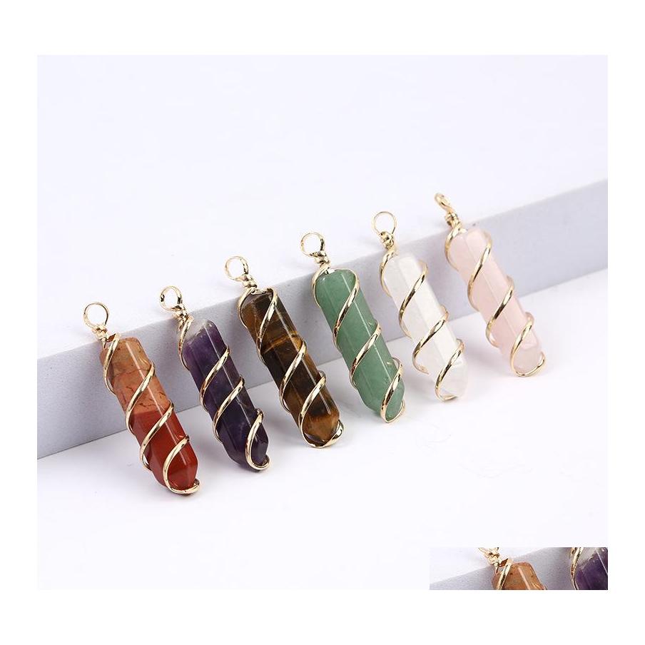 Charms Gold Wire Wrap Natural Stone Green Pillar Shape Chakra Pendants For Jewelry Making Wholesale Handmade Craft Whole Drop Delive Dhpm0
Charms Gold Wire Wrap Natural Stone Green Pillar Shape Chakra Pendants For Jewelry Making Wholesale Handmade Craft Whole Drop Delive Dhpm0
