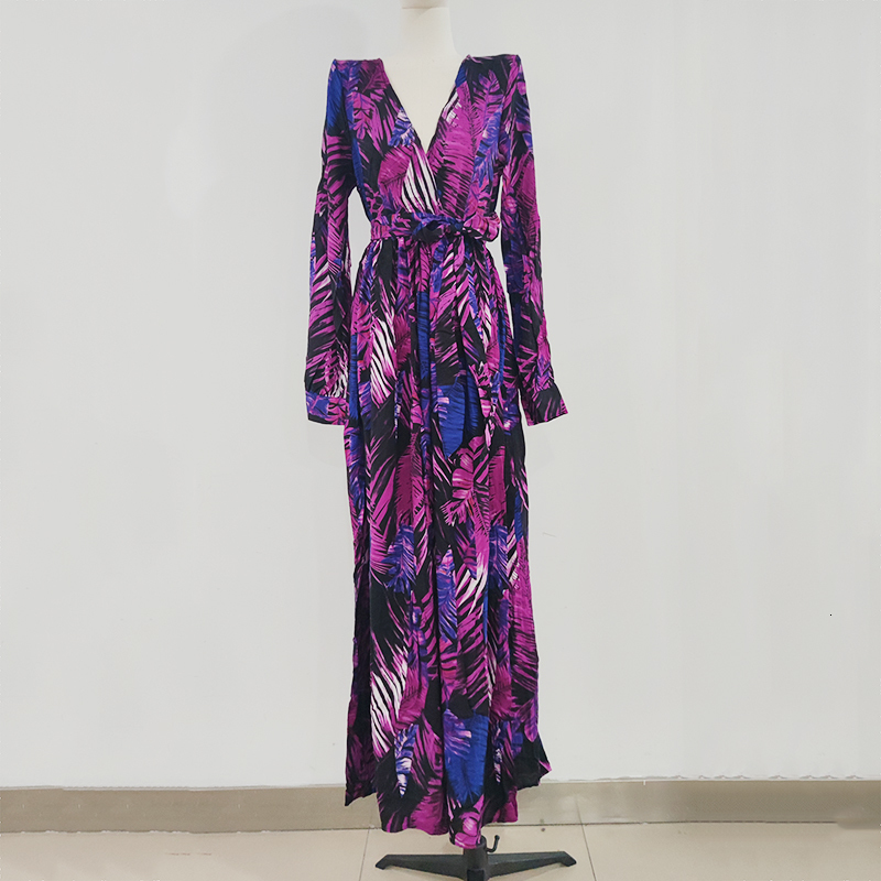 Casual Dresses AECU Vestido Floral Print Boho Maxi Sexy Lady Bohemian Autumn Long Women Beach Female Robes party dresses 230217