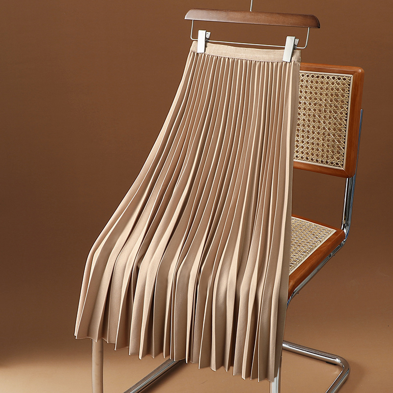 Skirts Solid Color Pleated Long Skirt Women Korean Fashion Ladies Work Casual Elastic High Waist A Line Party Spring Summer 230217, Beige
Skirts Solid Color Pleated Long Skirt Women Korean Fashion Ladies Work Casual Elastic High Waist A Line Party Spring Summer 230217, Beige