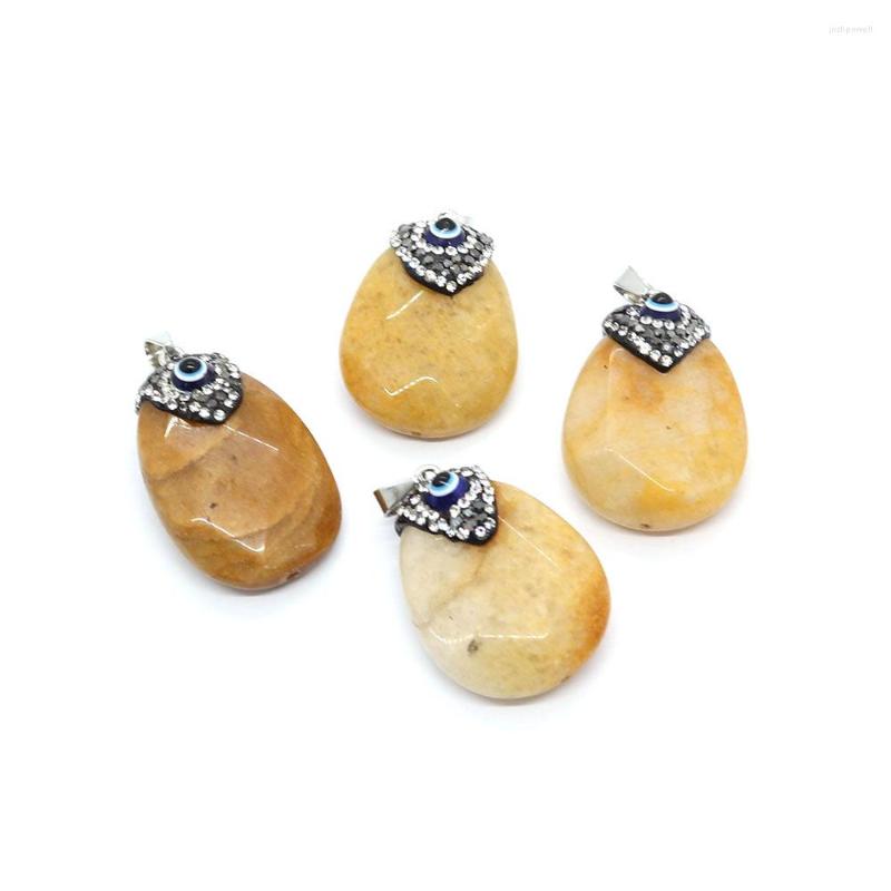 Pendant Necklaces 1pc 25x35mm Water Drop Shaped Natural Semi-precious Stone Pendants Yellow Jade With Rhinestone DIY Making Necklace
Pendant Necklaces 1pc 25x35mm Water Drop Shaped Natural Semi-precious Stone Pendants Yellow Jade With Rhinestone DIY Making Necklace