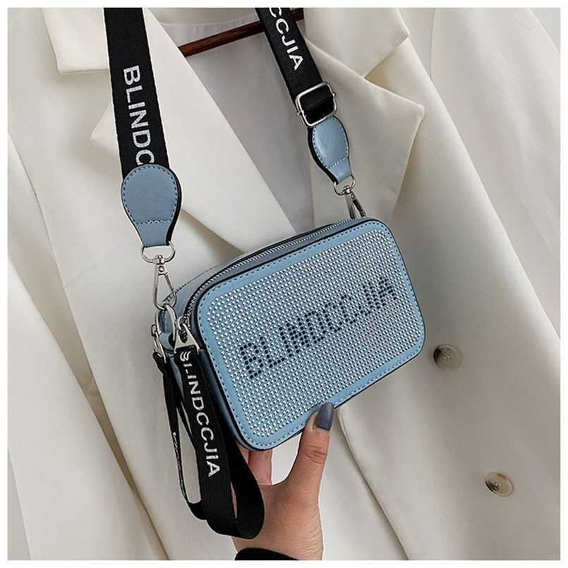 New Large Capacity Wide Shoulder Belt Rhinestone One Shoulder Crossbody Bag Small Square Bag Letter Camera Bag, Silver gray
New Large Capacity Wide Shoulder Belt Rhinestone One Shoulder Crossbody Bag Small Square Bag Letter Camera Bag, Silver gray