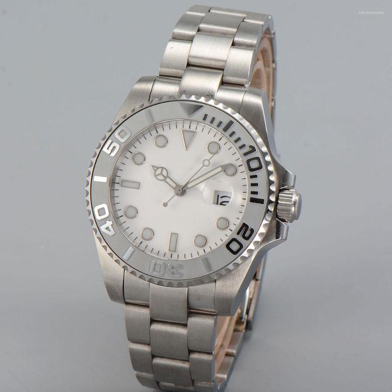 Wristwatches 40MM White Sterile Dial Sapphire Glass Brushed Ceramic Bezel Date Nh35 Case Back MIYOTA 8215 Automatic Men's Wristwatch
Wristwatches 40MM White Sterile Dial Sapphire Glass Brushed Ceramic Bezel Date Nh35 Case Back MIYOTA 8215 Automatic Men's Wristwatch