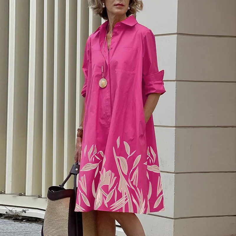 Casual Dresses Shirt Women Bohemian Long Sleeve Printed Sexy Boho Style Pocket V Neck Loose For 230217