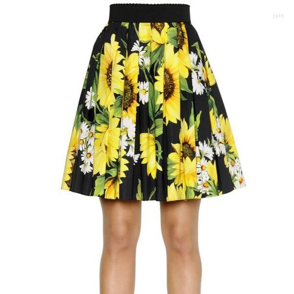 Skirts 35- Summer Women Vintage Yellow Sunflower Print Elastic Waistband Pleated Swing Midi Skirt In Black Fashion Brand Saia Faldas, As show
Skirts 35- Summer Women Vintage Yellow Sunflower Print Elastic Waistband Pleated Swing Midi Skirt In Black Fashion Brand Saia Faldas, As show