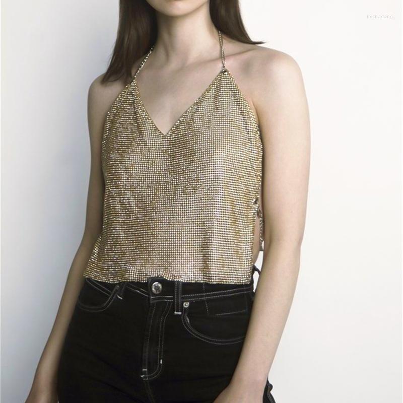 Women's Tanks Trendy Sparkly Rhinestone Metallic Halter Top Women Prom Outfits Nightclub Sexy Backless Camisole Summer Ties Casual Vest, Gold
Women's Tanks Trendy Sparkly Rhinestone Metallic Halter Top Women Prom Outfits Nightclub Sexy Backless Camisole Summer Ties Casual Vest, Gold