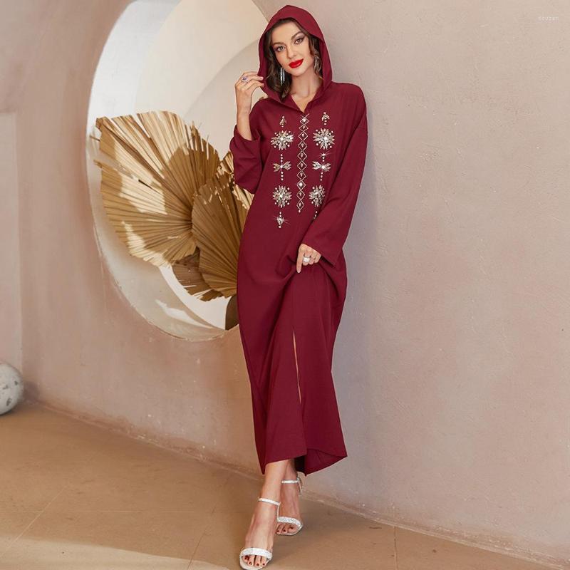 Ethnic Clothing Burgundy Hooded Dress Elegant Fashion Diamonds Middle East Muslim Gorgeous Party Abayas For Women Turkish
Ethnic Clothing Burgundy Hooded Dress Elegant Fashion Diamonds Middle East Muslim Gorgeous Party Abayas For Women Turkish