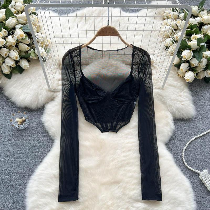 Women's T Shirts Spring And Summer French Retro V-neck Light Mature Wind Pleated Lace Long Sleeve Slim Thin Sexy Short Tops, Black
Women's T Shirts Spring And Summer French Retro V-neck Light Mature Wind Pleated Lace Long Sleeve Slim Thin Sexy Short Tops, Black