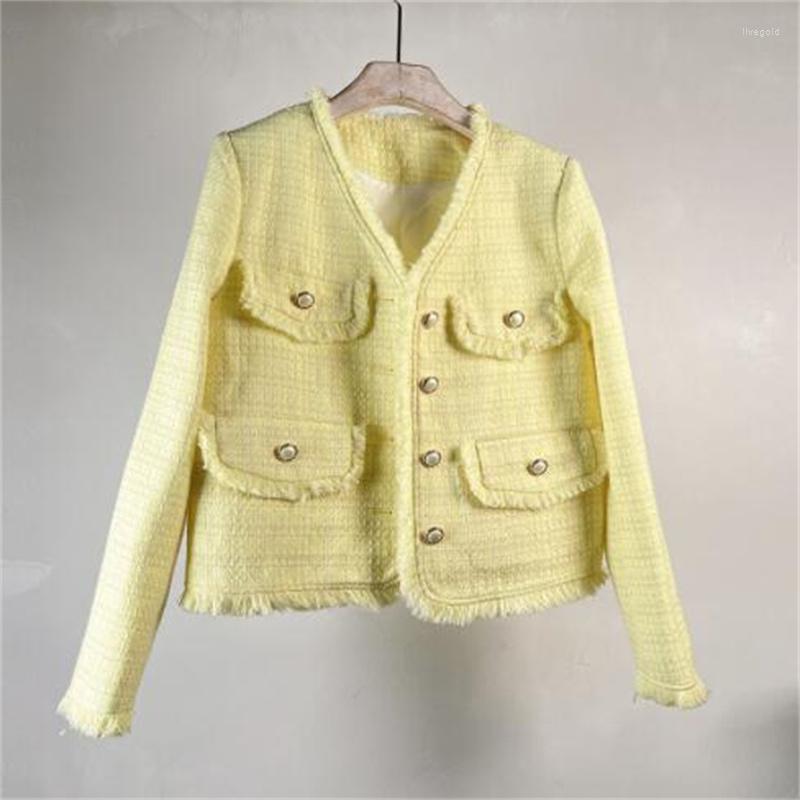 Women' Jackets Thin Women Short Coats Tweed Wool Fringed Spring And Summer Clothes Multiple Pockets White Yellow Pink Fashion
Women' Jackets Thin Women Short Coats Tweed Wool Fringed Spring And Summer Clothes Multiple Pockets White Yellow Pink Fashion