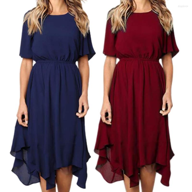 Party Dresses !!! Summer Lady Solid Color Irregular Tight Waist Short Sleeve Round Neck Midi Dress Loose Casual, Black
Party Dresses !!! Summer Lady Solid Color Irregular Tight Waist Short Sleeve Round Neck Midi Dress Loose Casual, Black