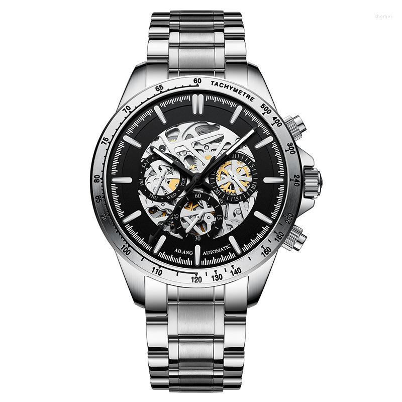 Wristwatches AILANG Watch Men Skeleton Automatic Mechanical Watches Stainless Steel Waterproof Fashion Business Relogio Masculino, 2-black-sliver
Wristwatches AILANG Watch Men Skeleton Automatic Mechanical Watches Stainless Steel Waterproof Fashion Business Relogio Masculino, 2-black-sliver
