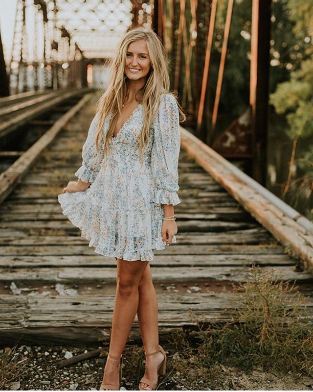Casual Dresses BOHO INSPIRED Harlow Floral Print Ruffle Dress women backless V-neck dress mini summer ladies party 230217