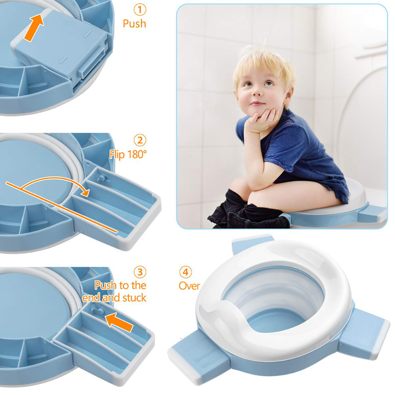 Seat Covers Baby Pot Portable Potty Training Seat for Toddler Kids Foldable Training Toilet for Travel with Travel Bag and Storage Bag 230217
