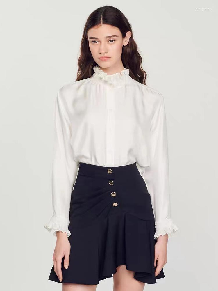 Skirts Summer French Fashion Irregular Skirt For Women Black Metal Buttons High Waist Slim Ruffles Folds Ladies Mini Jupe
Skirts Summer French Fashion Irregular Skirt For Women Black Metal Buttons High Waist Slim Ruffles Folds Ladies Mini Jupe
