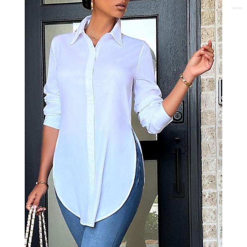 Women' Blouses 2023 Autumn Women Slit Asymmetrical Buttoned Casual Shirt Fashion Elegant Office Lady Solid Blouse Workwear Clothing, White
Women' Blouses 2023 Autumn Women Slit Asymmetrical Buttoned Casual Shirt Fashion Elegant Office Lady Solid Blouse Workwear Clothing, White