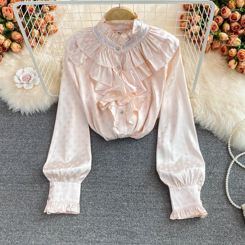 Women's Blouses Hikigawa Chic Fashion Women Retro Loose Beded Stand Collar Button Up Polka Dot Shirt Autumn Gentle Ruffled Long Sleeve Top, Black
Women's Blouses Hikigawa Chic Fashion Women Retro Loose Beded Stand Collar Button Up Polka Dot Shirt Autumn Gentle Ruffled Long Sleeve Top, Black