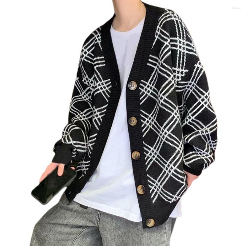 Men's Sweaters Chic Sweater Coat Plaid Print Keep Warm Casual Anti-shrink Men Autumn, Black
Men's Sweaters Chic Sweater Coat Plaid Print Keep Warm Casual Anti-shrink Men Autumn, Black