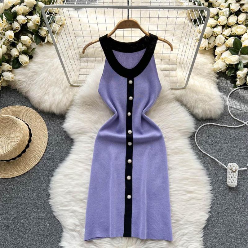 Casual Dresses Halter Sleeveless Patchwork Basic Bodycon Dress Korean Fashion Sexy Chic Elegant Vestidos Women Summer Slim Y2k, Purple
Casual Dresses Halter Sleeveless Patchwork Basic Bodycon Dress Korean Fashion Sexy Chic Elegant Vestidos Women Summer Slim Y2k, Purple