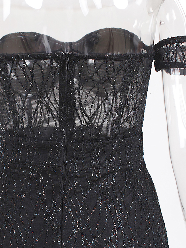 Party Dresses One Sleeve Strapless Long Ball Gown Split Leg Hollow Out Padded Black Glittered Party Maxi Dress 230217