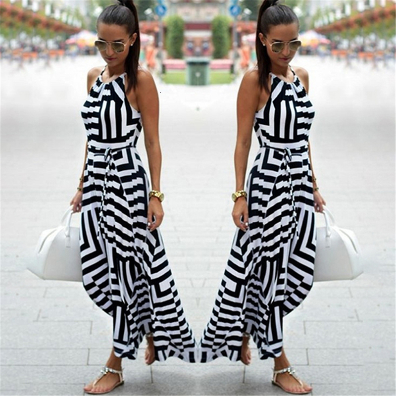 Casual Dresses Summer Maxi Long Dress Fashion Women Sexy Boho Striped Sleeveless Beach Style Strap Sundress Vestidos For Female Bigsweety 230217