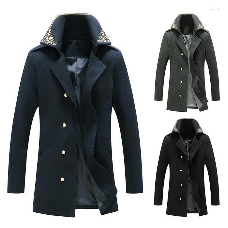 Men's Trench Coats Men's Woolen Coat Men Embroidered Jacket High Collar Single-Breasted Warm Overcoat, Navy blue
Men's Trench Coats Men's Woolen Coat Men Embroidered Jacket High Collar Single-Breasted Warm Overcoat, Navy blue