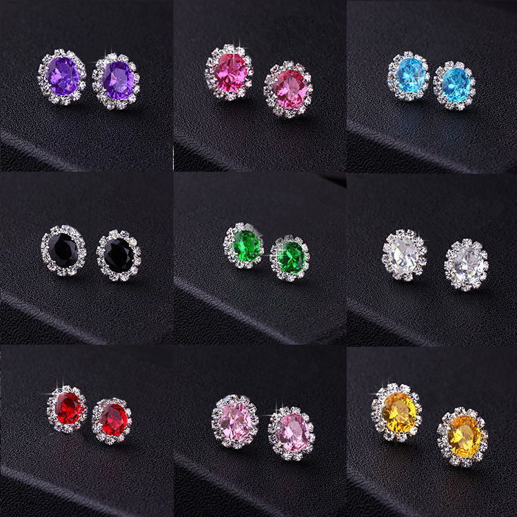 Fashion Shiny Stud Earrings Colorful Oval Zircon Crystal Earring Stud Charm Simple Korea Ear Jewelry For Lady Girls
Fashion Shiny Stud Earrings Colorful Oval Zircon Crystal Earring Stud Charm Simple Korea Ear Jewelry For Lady Girls