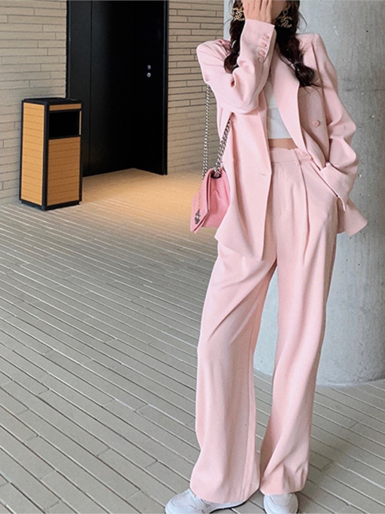 Womens Two Piece Pants Bella Women Office White Suit TwoPiece uit Elegant Blazer Female Set Casual Loose Jacket Work Clothes 230216