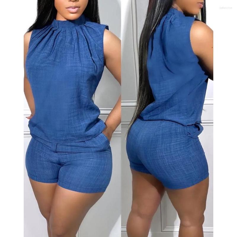 Women' Tracksuits Summer Women Ruched Sleeveless Tank Top & Pocket Design Shorts Set Femme Two Pieces Casual Solid Outfits Daily, Black
Women' Tracksuits Summer Women Ruched Sleeveless Tank Top & Pocket Design Shorts Set Femme Two Pieces Casual Solid Outfits Daily, Black