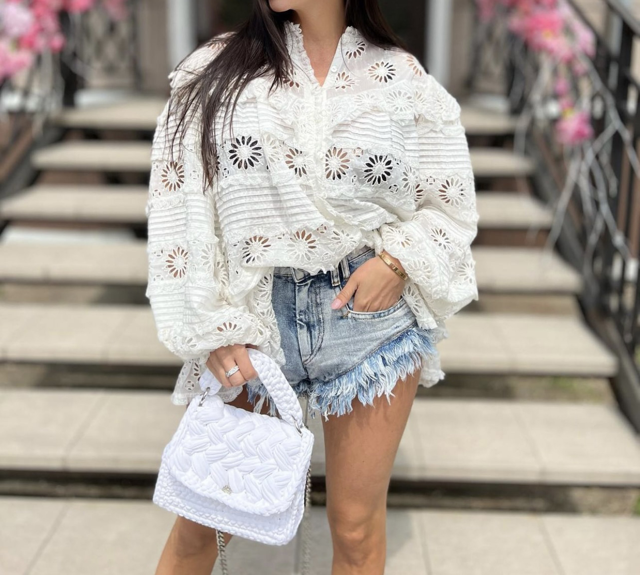 Women's Blouses & Shirts Embroidered hollow-out lace long-sleeved cardigan top, Pink
Women's Blouses & Shirts Embroidered hollow-out lace long-sleeved cardigan top, Pink