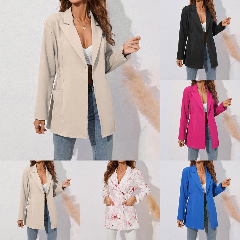 Women' Suits Women' Autumn And Winter Solid Color Lapel Waist Pleat Long Sleeve Petite Jacket Womens Clothes Without Sleeves For Men, Black 
Women' Suits Women' Autumn And Winter Solid Color Lapel Waist Pleat Long Sleeve Petite Jacket Womens Clothes Without Sleeves For Men, Black