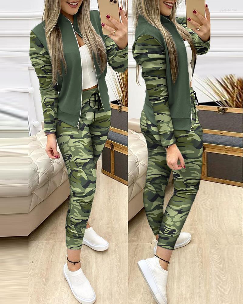 Women' Two Piece Pants Autumn Women Camouflage Print Zipper Jacket & Drawstring Set 2023 Femme Casual Tracksuits Lady Sporty Outfits, Black
Women' Two Piece Pants Autumn Women Camouflage Print Zipper Jacket & Drawstring Set 2023 Femme Casual Tracksuits Lady Sporty Outfits, Black